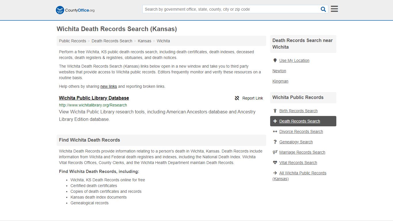 Death Records Search - Wichita, KS (Death Certificates ...