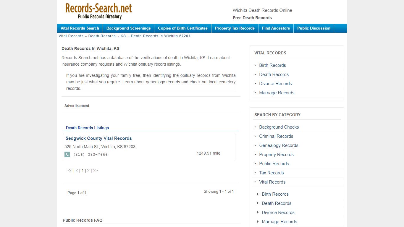 Wichita Death Records Online - Free Death Records